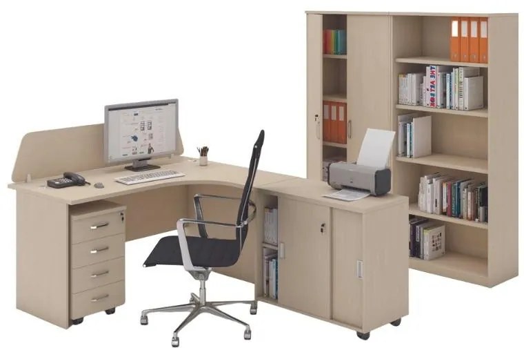 Zostava kancelárskeho nábytku MIRELLI, typ C, pravá, breza