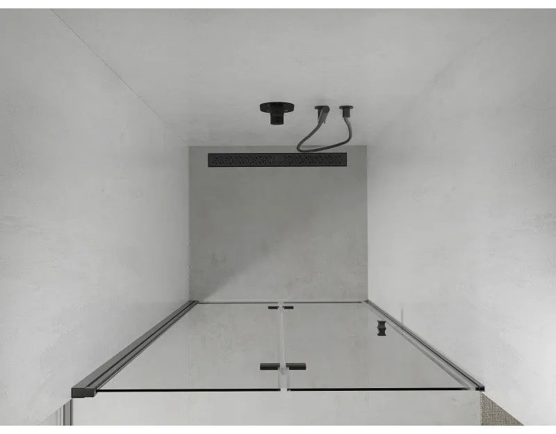 Mexen Lima, skladacie sprchové dvere do otvoru 110 x 190 cm, 6mm číre sklo, čierny profil, 856-110-000-70-00