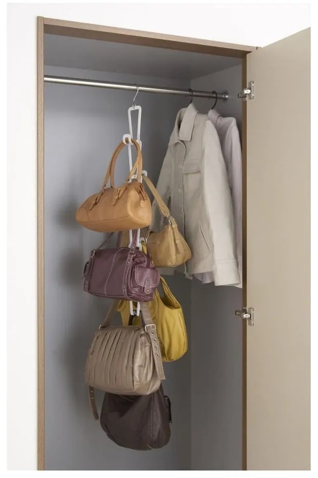 Biely vešiak na kabelky so zavesením na dvere a 6 háčikmi YAMAZAKI Kanazawa