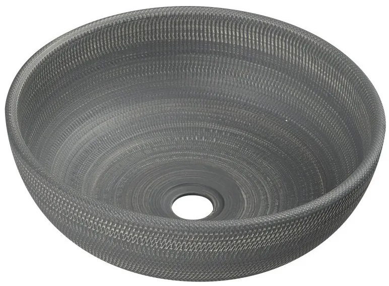 Sapho Sapho, PRIORI keramické umývadlo, priemer 41 cm, 15 cm, farba šedá so vzorom, PI024