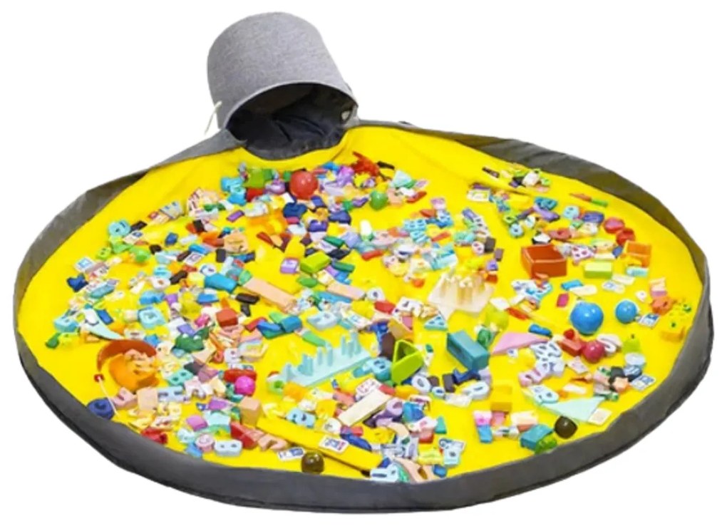 VERK GROUP Hrací vak, podložka na hranie 2v1, podsedák, šedo-žltý