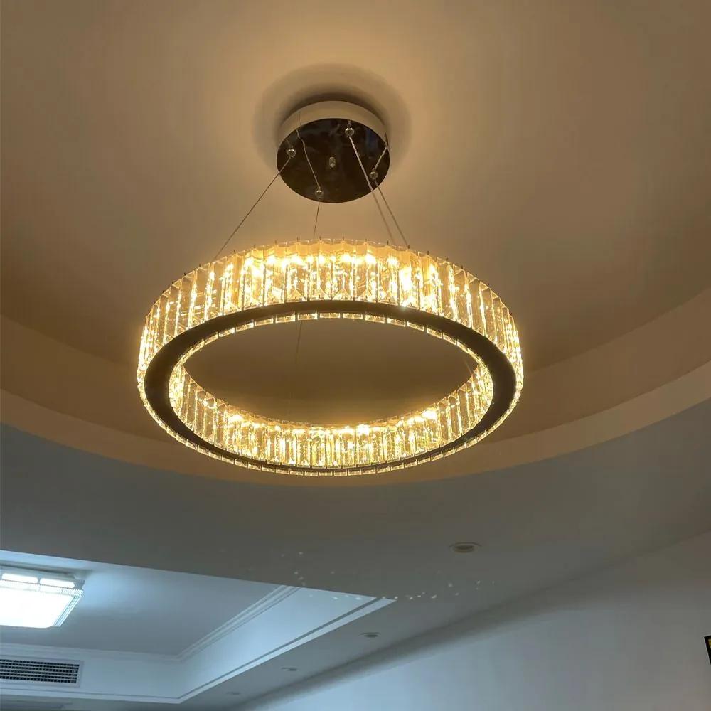 Toolight, LED krištáľová závesná lampa APP982-CP, strieborná, OSW-03641