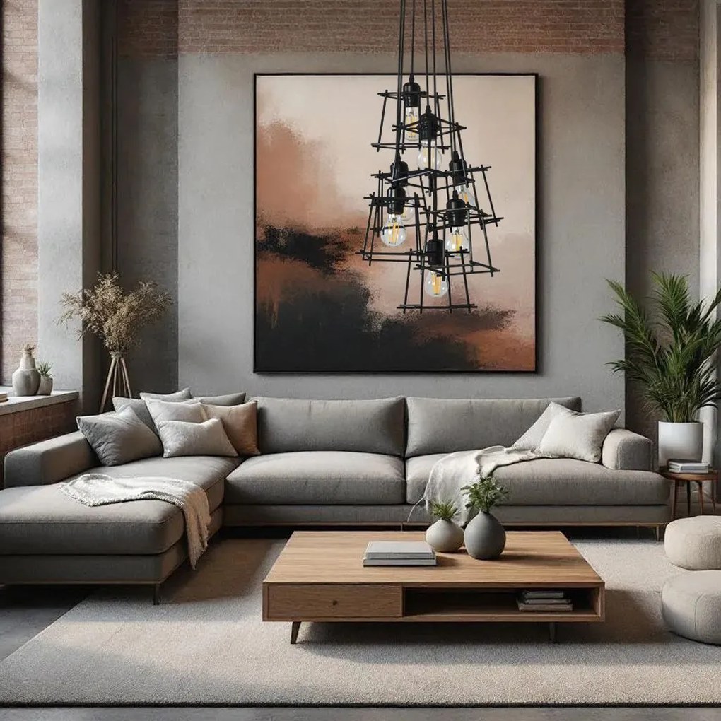 Toolight - Závesné stropné svietidlo 7xE27 APP221-7CP, čierna, OSW-00409