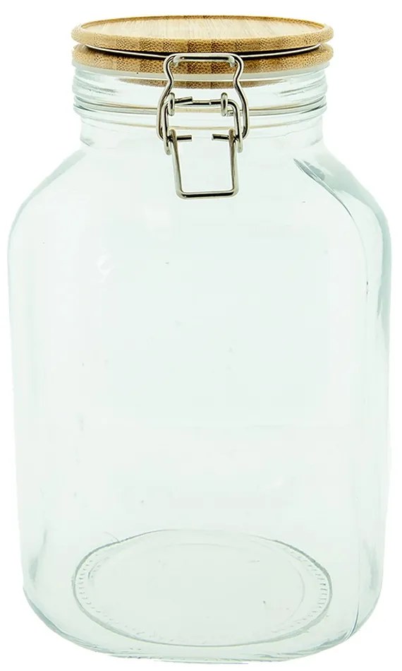 Sklenená dóza s bambusovým vekom - Ø16*25 cm / 4.1l