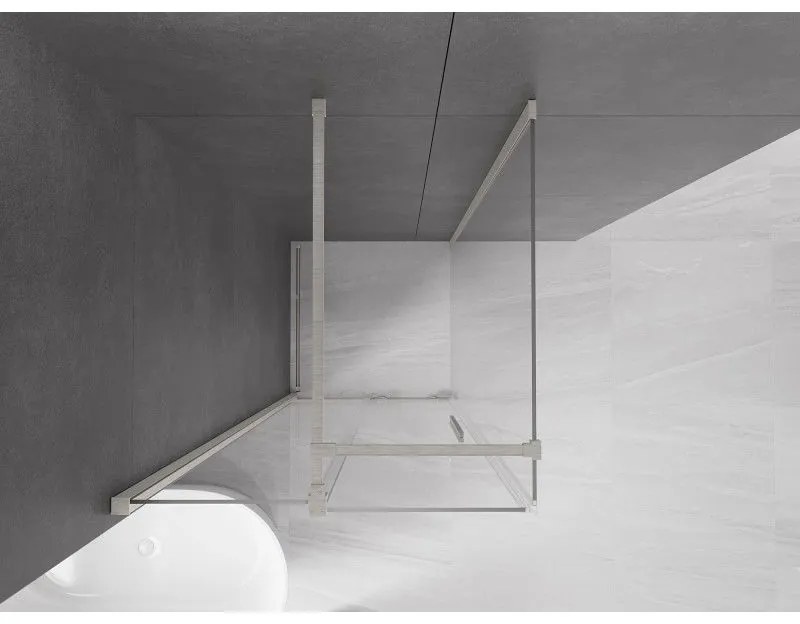 Mexen Velar, sprchový kút s posuvnými dverami 90 x 90 cm, 8mm číre sklo, brúsená oceľ, 871-090-090-01-97