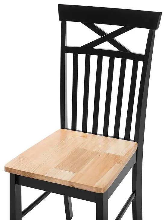 Sada 2 drevených jedálenských stoličiek čierna/svetlé drevo HOUSTON Beliani