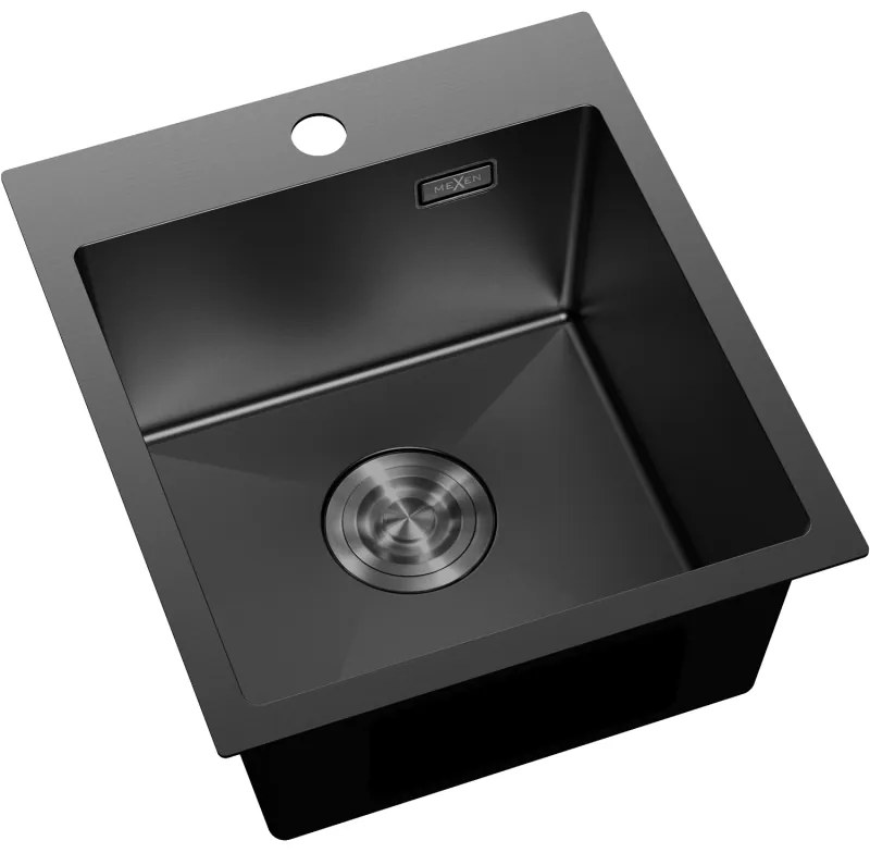 Mexen Solix, 1-komorový nerezový drez 400 x 450 mm, čierna, 6401401000-70