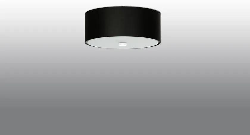 Stropné svietidlo Skala, 1x čierne textilné tienidlo, (biele sklo), (fi 30 cm)