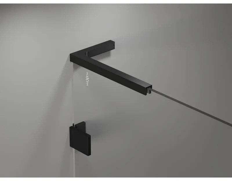 Mexen, Mexen Lunar L Otočné pravé sprchové dvere 90 cm, priehľadné, čierne - 834L-090-000-70-00-P