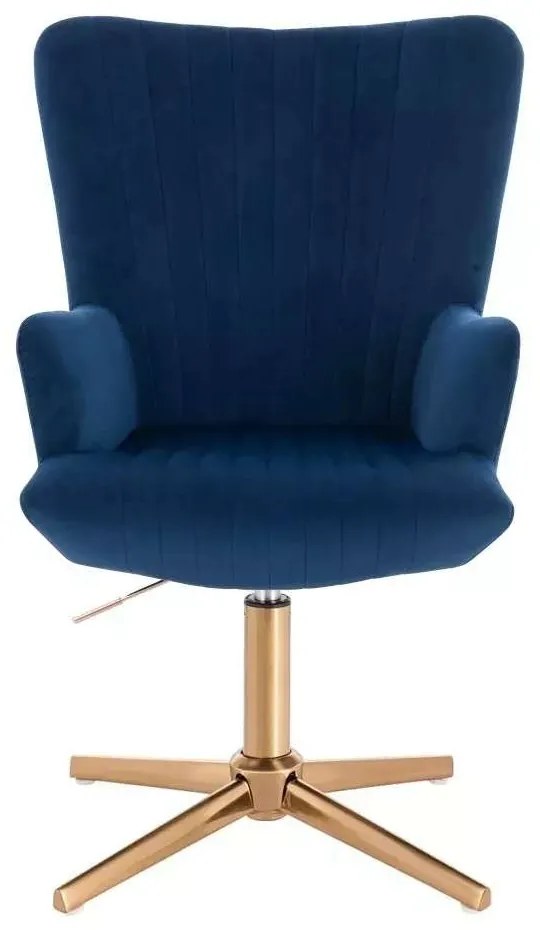 LuxuryForm DESIGN Kreslo AMADEO VELUR na zlatom kríži - modré
