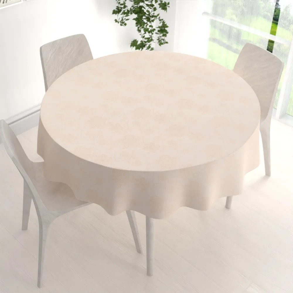 Biante Teflónový okrúhly obrus TF-099 Zlaté kvetované ornamenty na béžovom Ø 90 cm