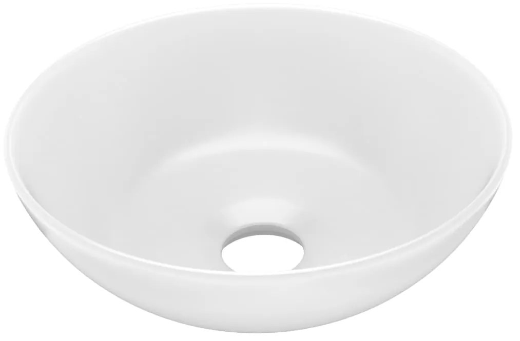vidaXL Umývadlo do kúpeľne, keramika, matné biele, okrúhle