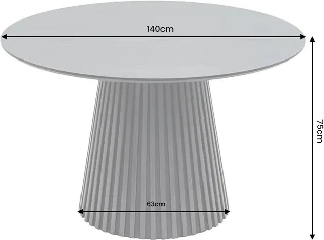 Dizajnový okrúhly jedálenský stôl Wadeline 140 cm čierny