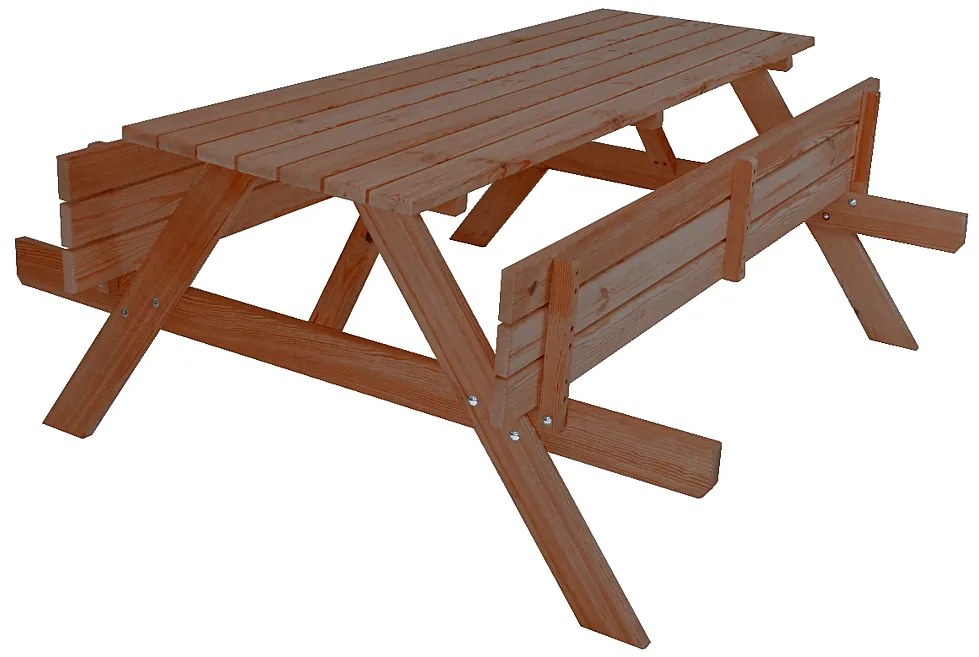 Masívny drevený pivný set so sklopnými lavicami 180 cm (morený)