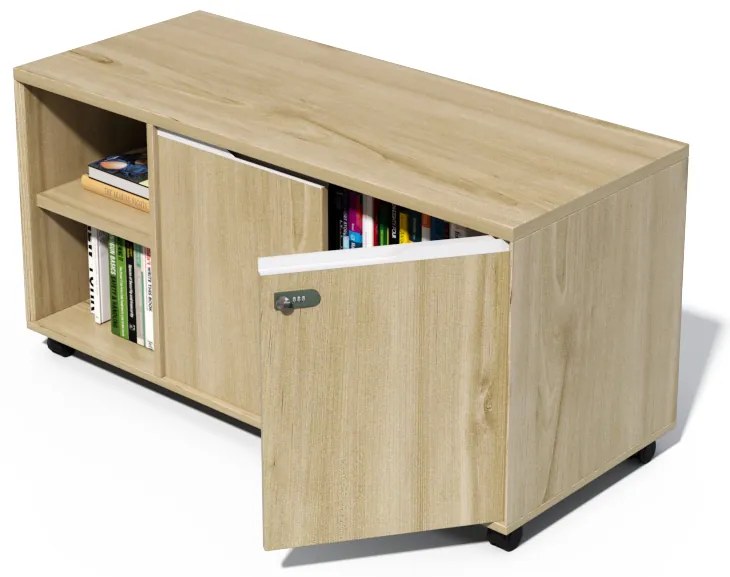 Pojazdná kancelárska komoda Houseland Profit Lu 01 dub prírodný/biely