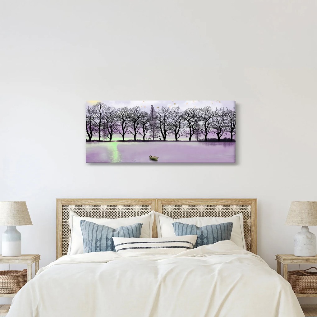 Obraz - Pramice na jazere (120x50 cm)