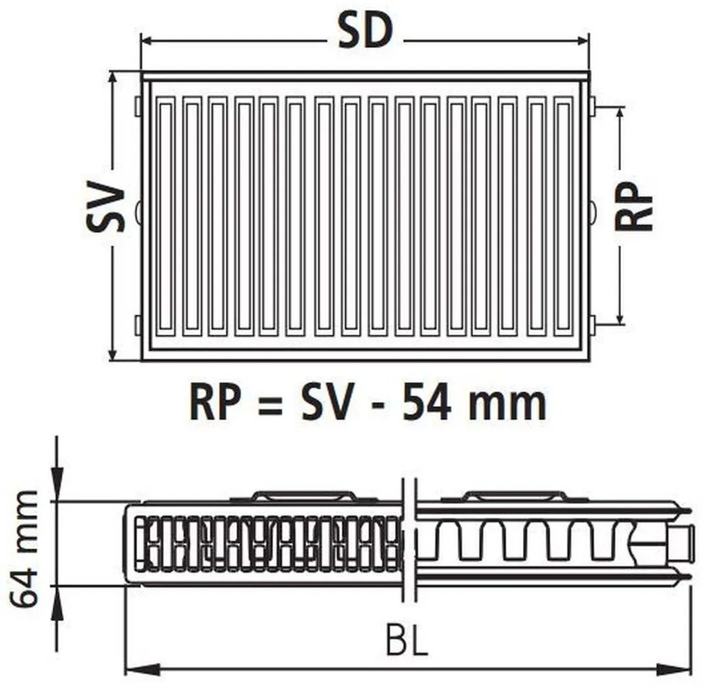 Kermi Therm X2 Profil-kompakt doskový radiátor 12 500 / 500 FK0120505