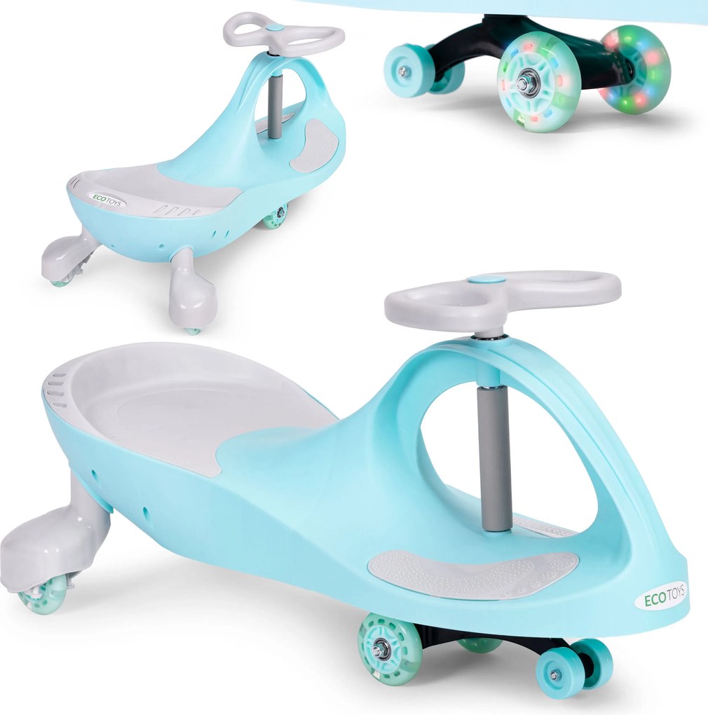 Gravitačné jazdítko ECOTOYS s LED kolesami, gumové, modré - pre deti od 3 rokov