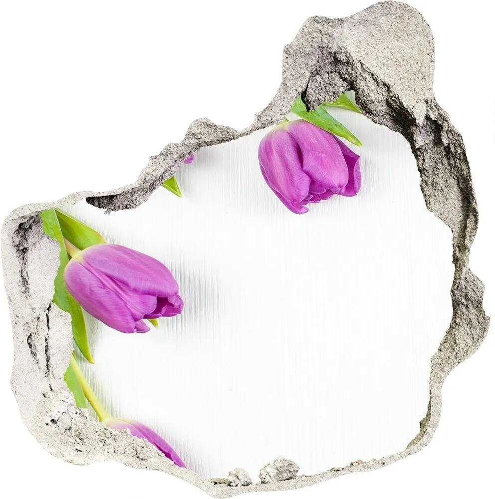 Samolepiaca diera na stenu Fialové tulipány WallHole-75x75-piask-78573099