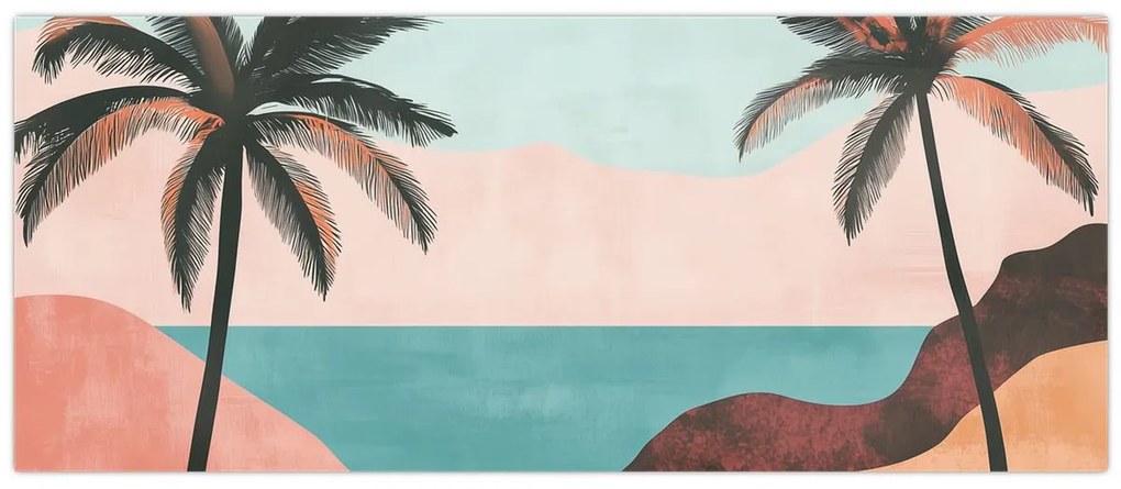 Obraz - Palmy pri mori (120x50 cm)