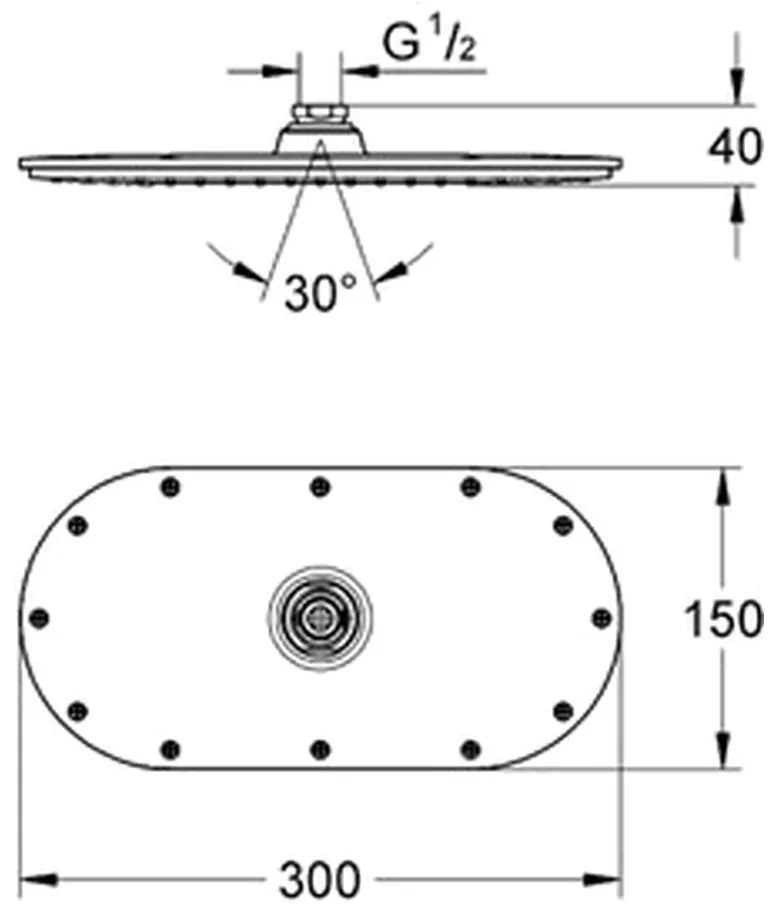 Grohe Rainshower Veris - Hlavová sprcha 300 x 150 mm, 1jet, chróm 27470000