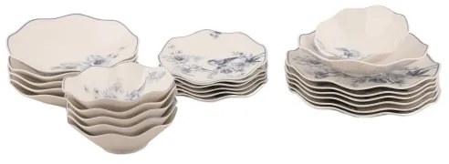 Jedálna súprava 24 ks biela/modrá/porcelán