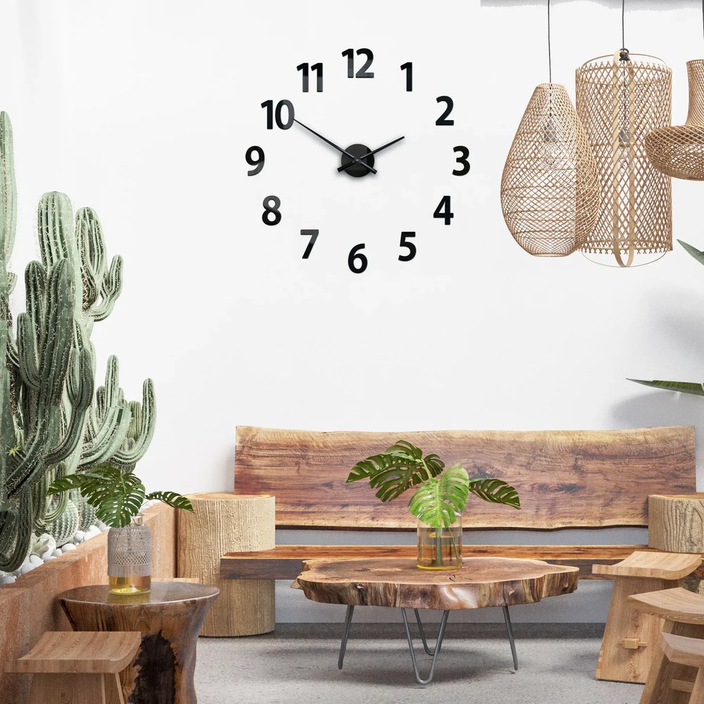 Nástěnné samolepící hodiny Amadeus 75 cm černé