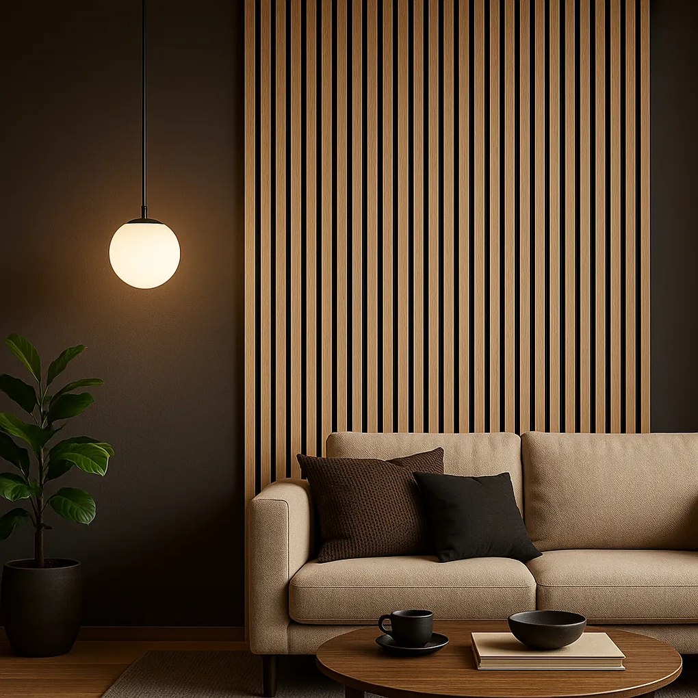 3D Drevené lamely na stenu na filci 275x46cm - Jaseň ARKTICKÝ