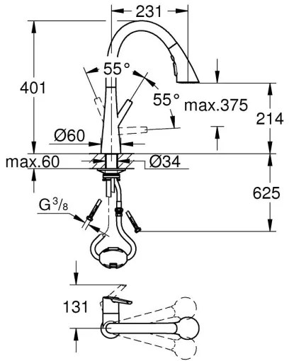 GROHE 32294DC2 - nerezová drezová batéria ZEDRA