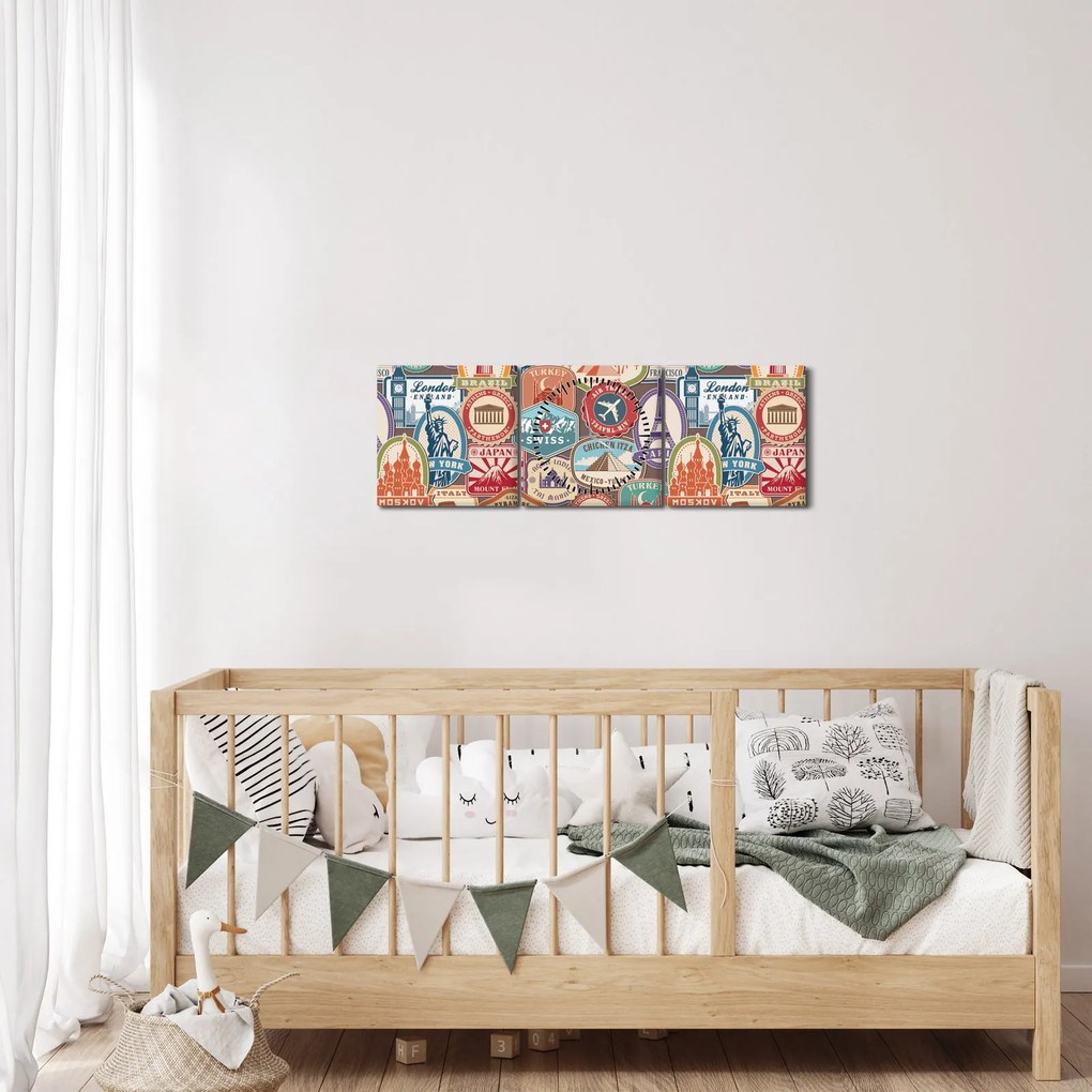 Obraz cestovateľa (s hodinami) (90x30 cm)