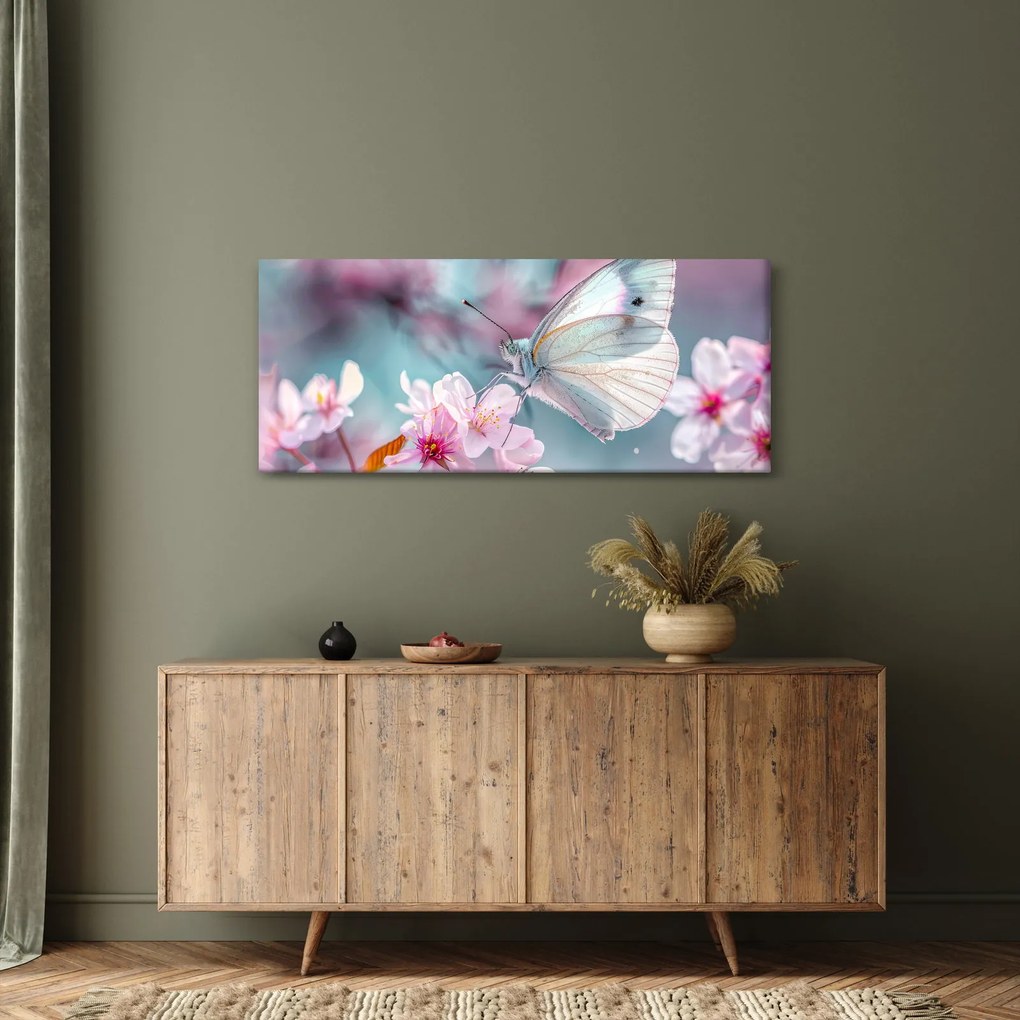 Obraz - Motýľ na čerešni (120x50 cm)