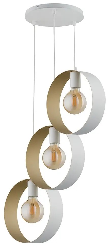 Luster na lanku HAPPY 3xE27/60W/230V biela/zlatá