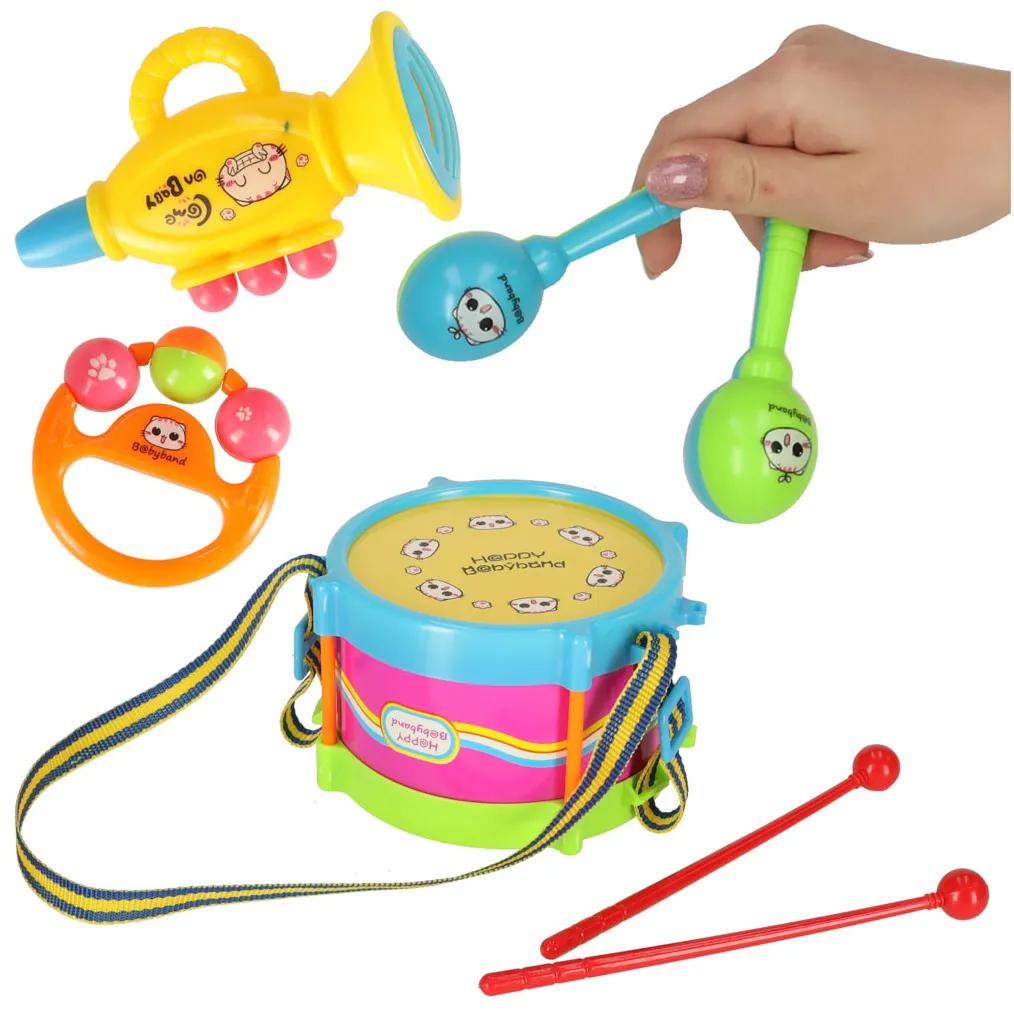 Hudobné nástroje pre deti sada bubnových hrkálok 7el.