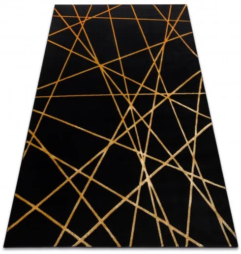 Dywany Łuszczów, Kusový koberec Gloss 406C 86 geometric black/gold, 80x150, čierna, chodba / predsieň
