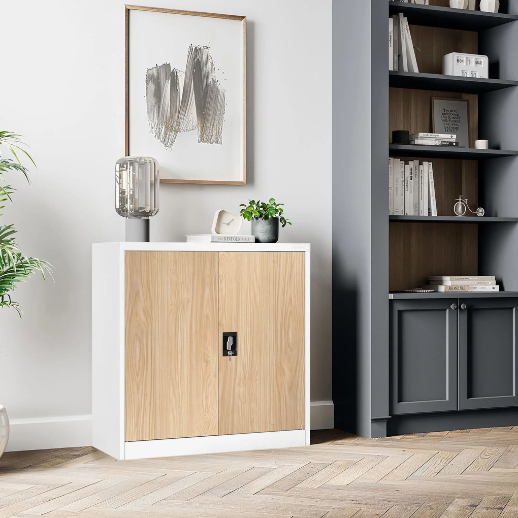 Skrinka na dokumenty, nízka, biela/dub Sonoma, 900x930x400 mm: BEATA Eco Design