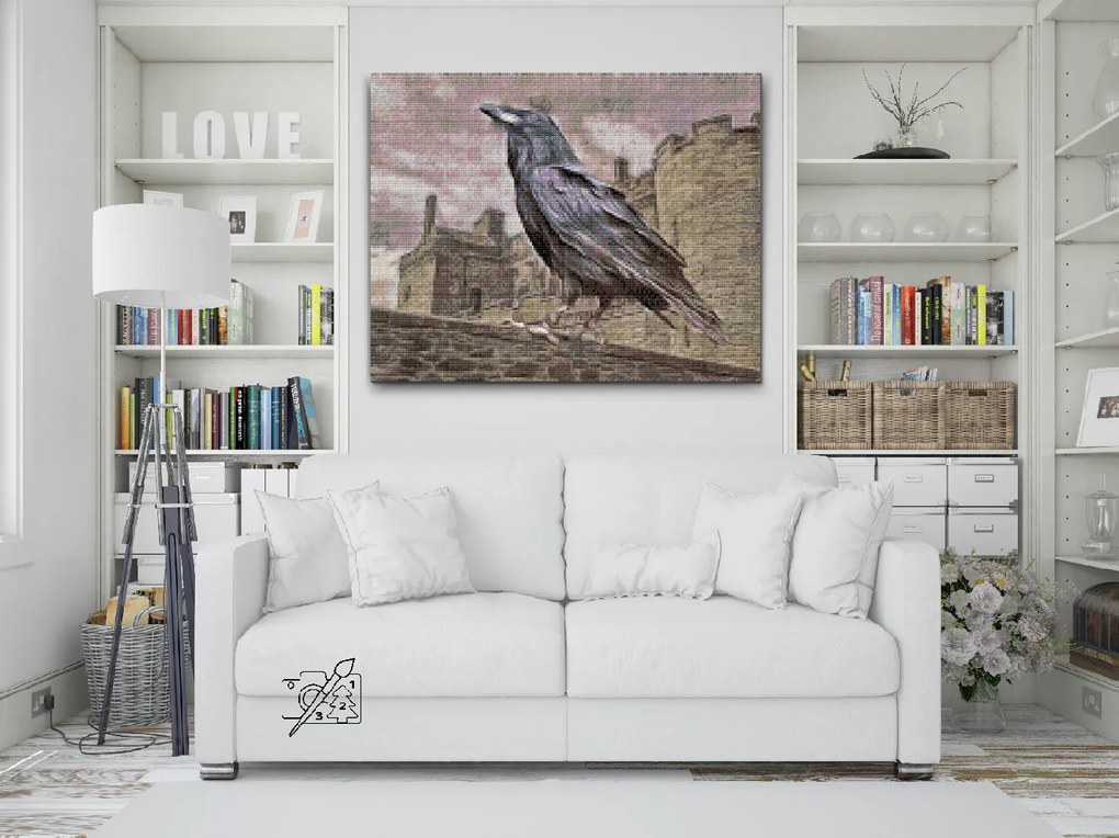 Gario Diamantové maľovanie Kráľ havran Rozmery: 40 x 30 cm, Rámovanie: Iba zrolované plátno, Diamanty: Štvorcové