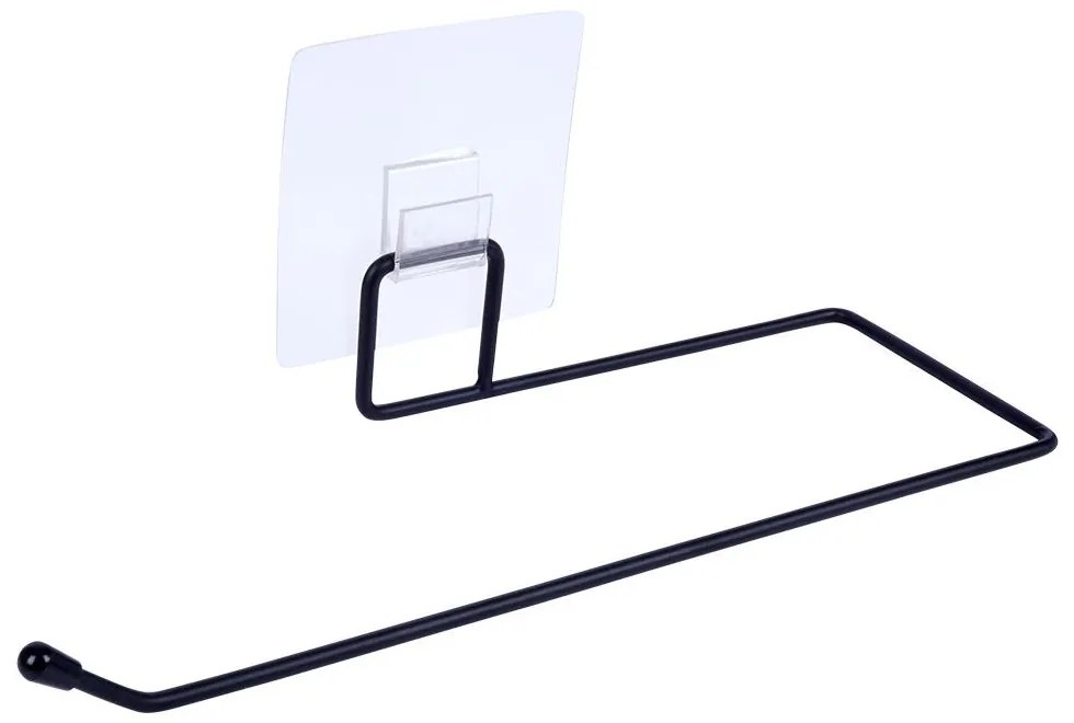 VILDE Držiak na kuchynské utierky, kovový čierny, samolepiaci