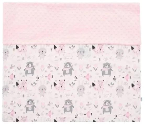 NEW BABY Detská deka z Minky New Baby Medvedíkovia ružová 80x102 cm