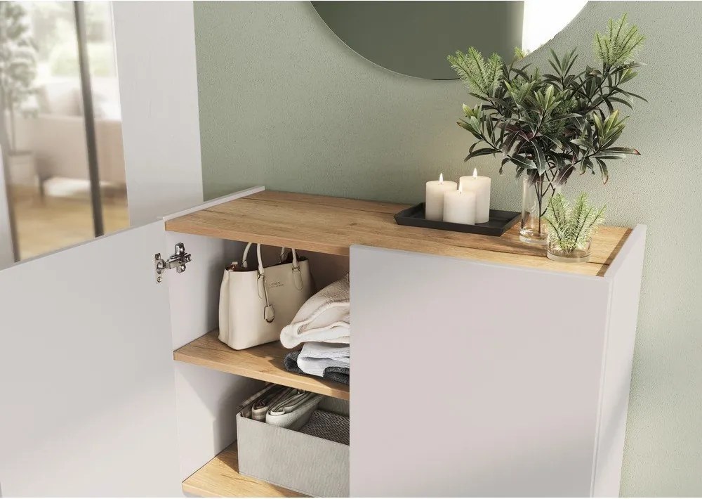 Krémová skrinka v dekore duba 74x105x33 cm Alviano – Germania