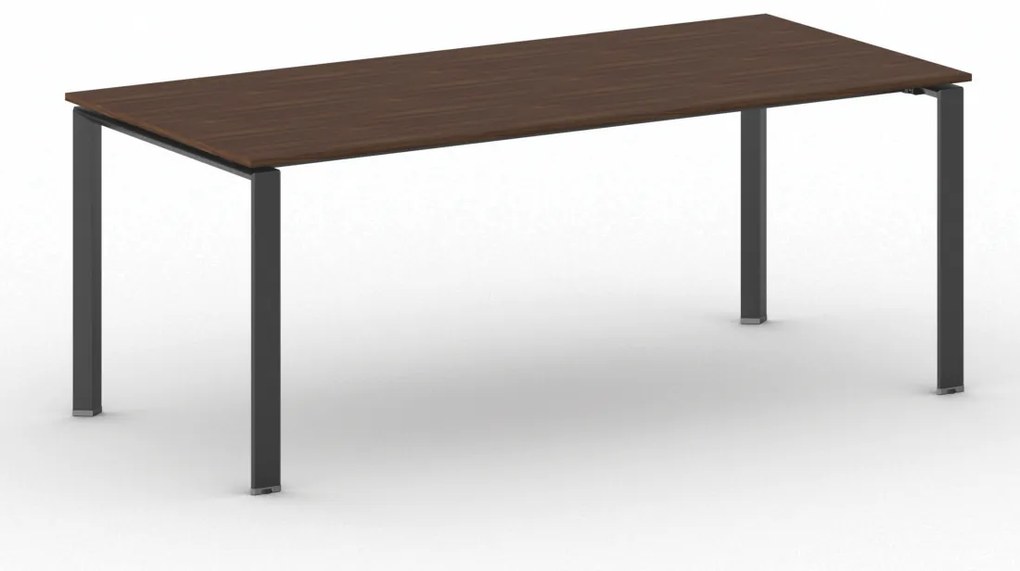 Rokovací kancelársky stôl PRIMO INFINITY, 200x90 cm, čierna podnož, orech