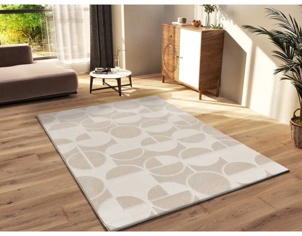 Koberec v krémovej a slonovinovej farbe 80x150 cm Flora – Universal