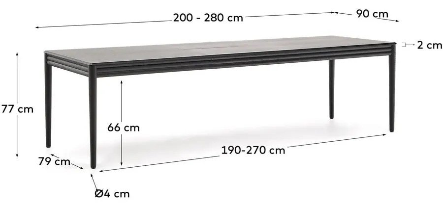 Rozkladací jedálenský stôl s prídavnou doskou v dekore duba 90x200 cm Lenon – Kave Home