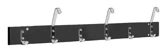 Nástenný vešiak STADIUM, 6 háčikov, 1000 mm, čierny