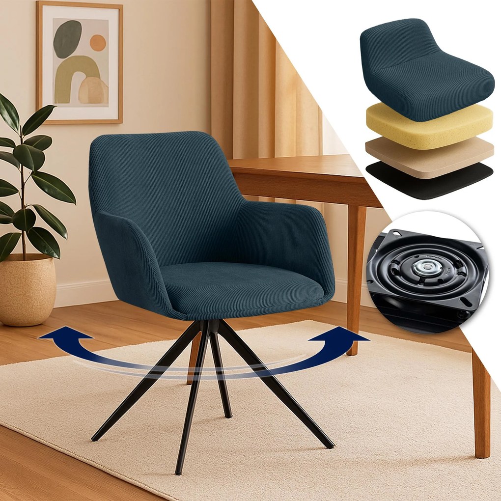 Jedálenská stolička Olema látka cord - modrá