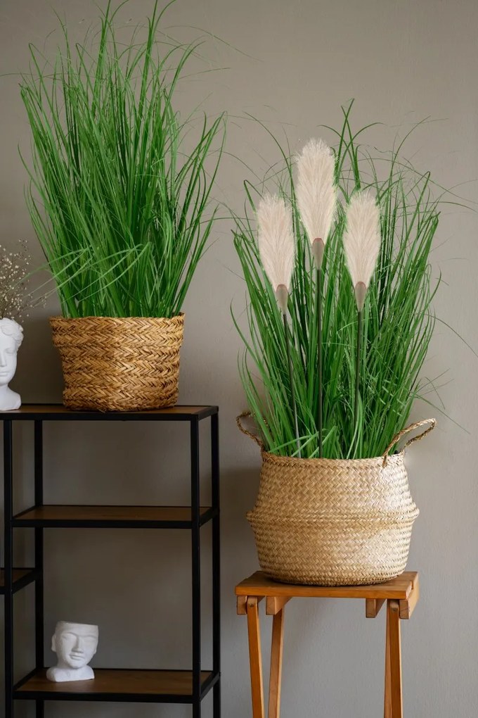 Umelá tráva Pamp v kvetináči 90 cm biela