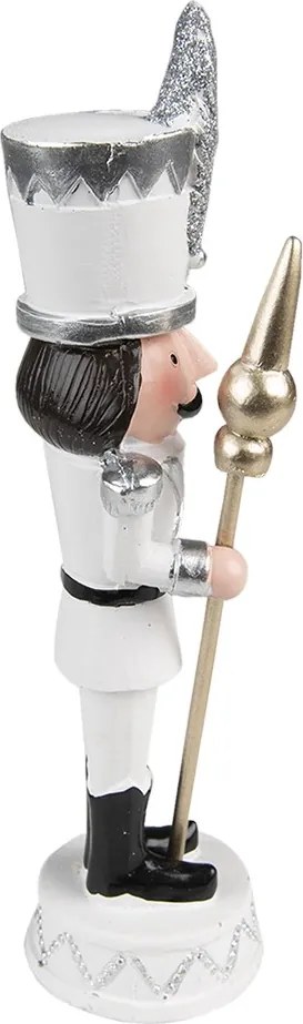 Biela antik vianočné dekorácie soška Luskáčik na stráži - 5*5*18 cm
