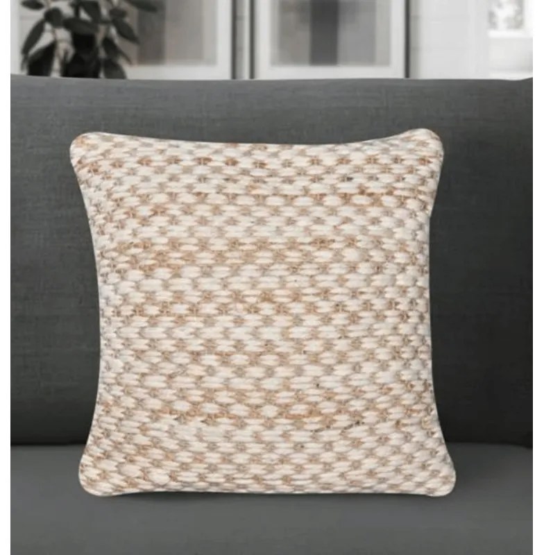 Vankúš BROUGHTON 45x45 cm z pravej vlny a juty