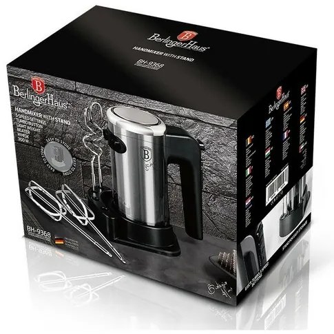Berlinger Haus Ručný šľahač s príslušenstvom Black Silver Collection, 300 W