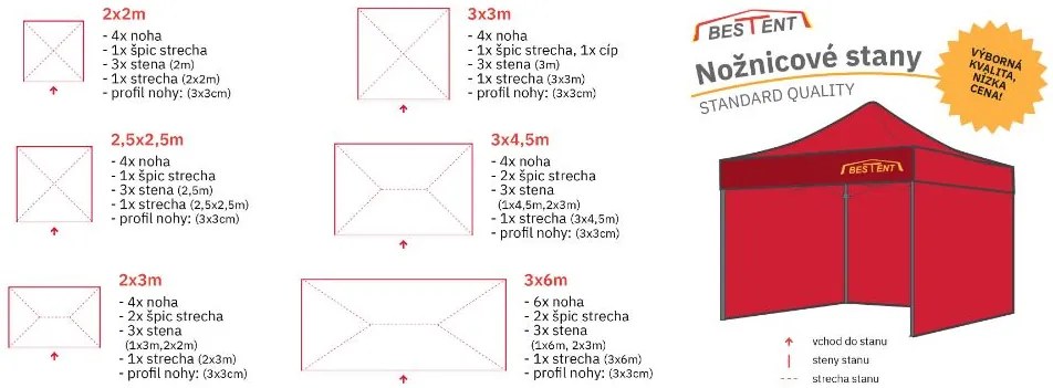 Bestent Nožnicový stan 3x4,5 Šedý SQ