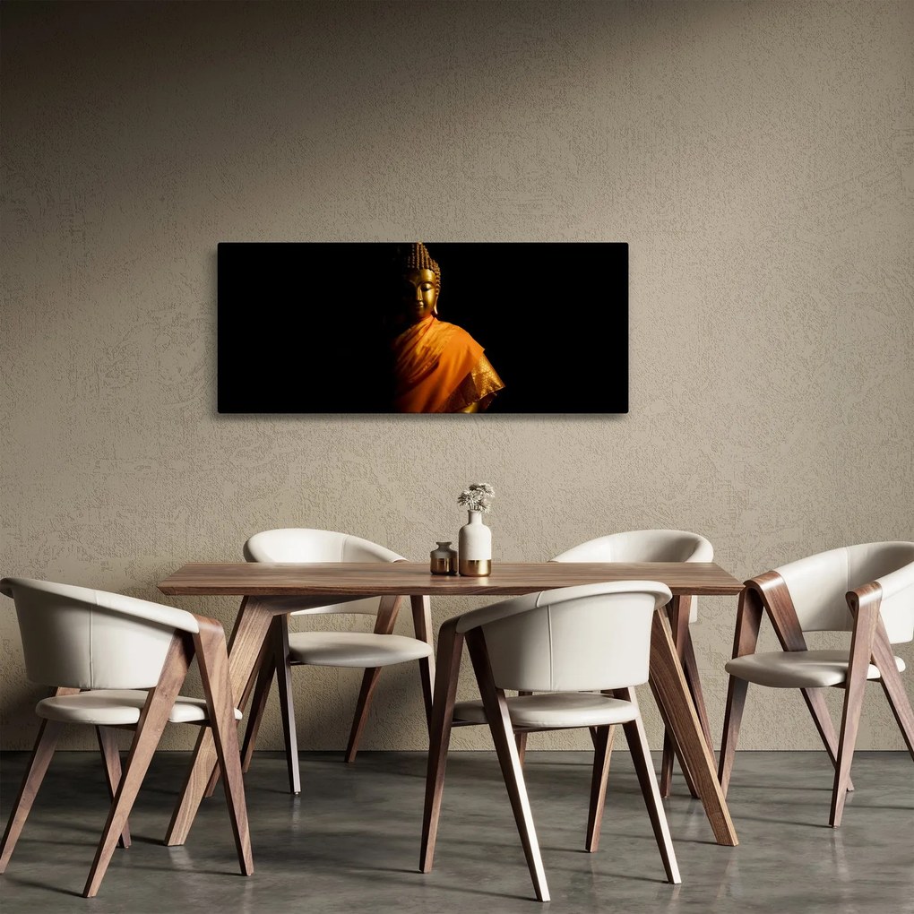 Obraz - Zlatá socha Budhu (120x50 cm)
